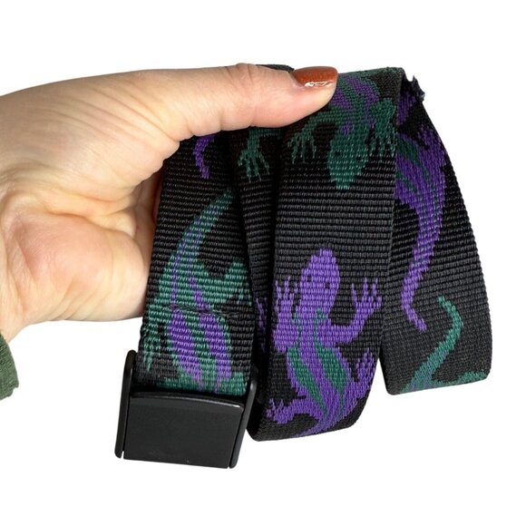 Thomas Bates Black Nylon Belt Lizard Print 44” Made In USA Durable Nylon - Picture 3 of 5